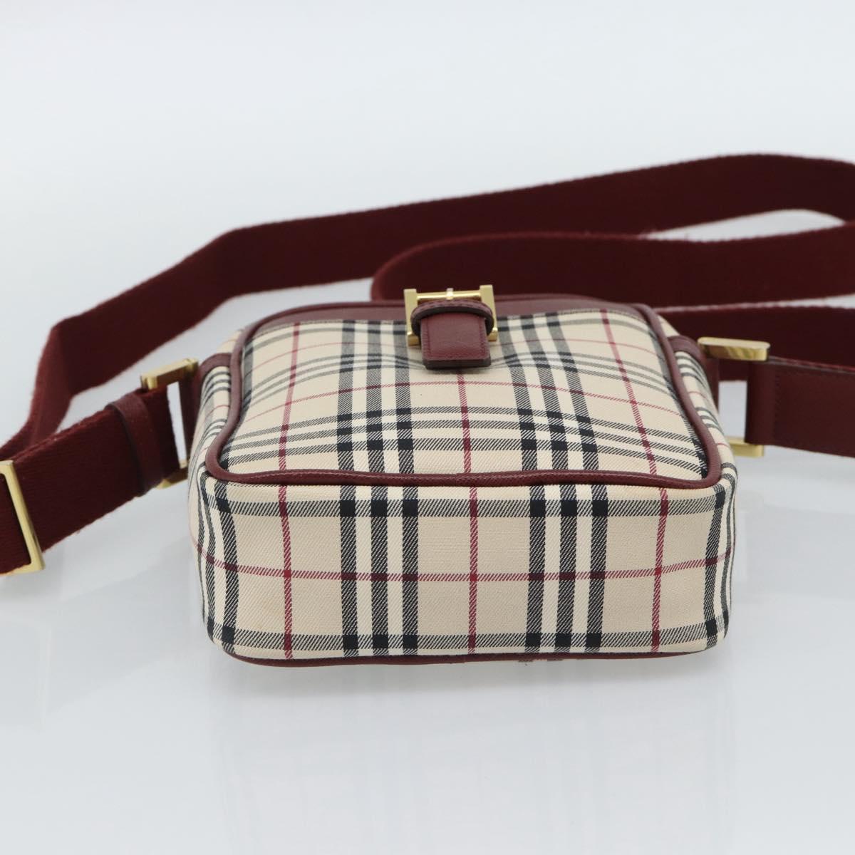 BURBERRY Nova Check Shoulder Bag Canvas Beige Gold Auth 190290A