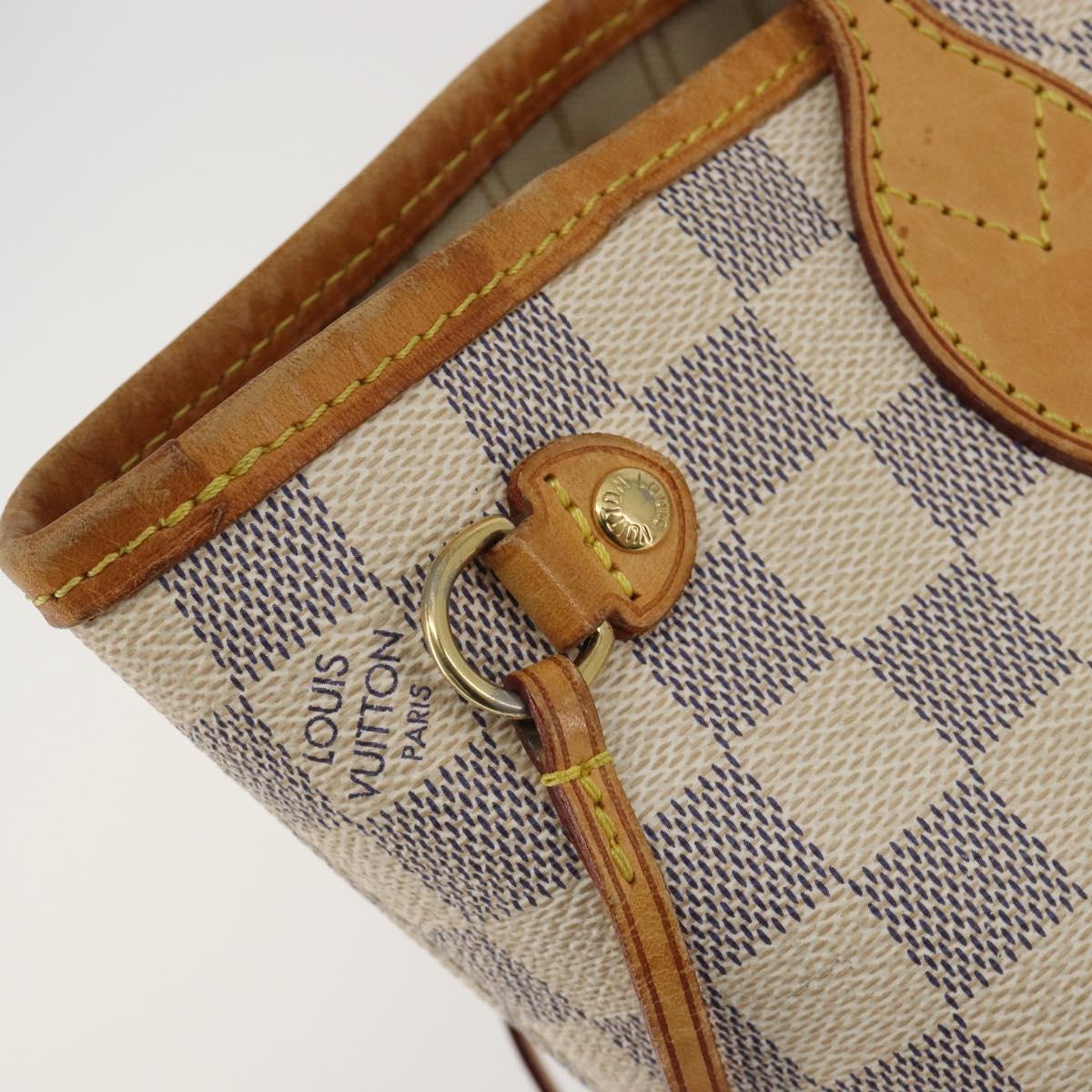 LOUIS VUITTON Damier Azur Neverfull PM Tote Bag N41362 LV Auth 190292