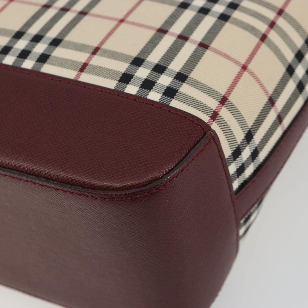 BURBERRY Nova Check Tote Bag Canvas Beige Gold Auth 190293A