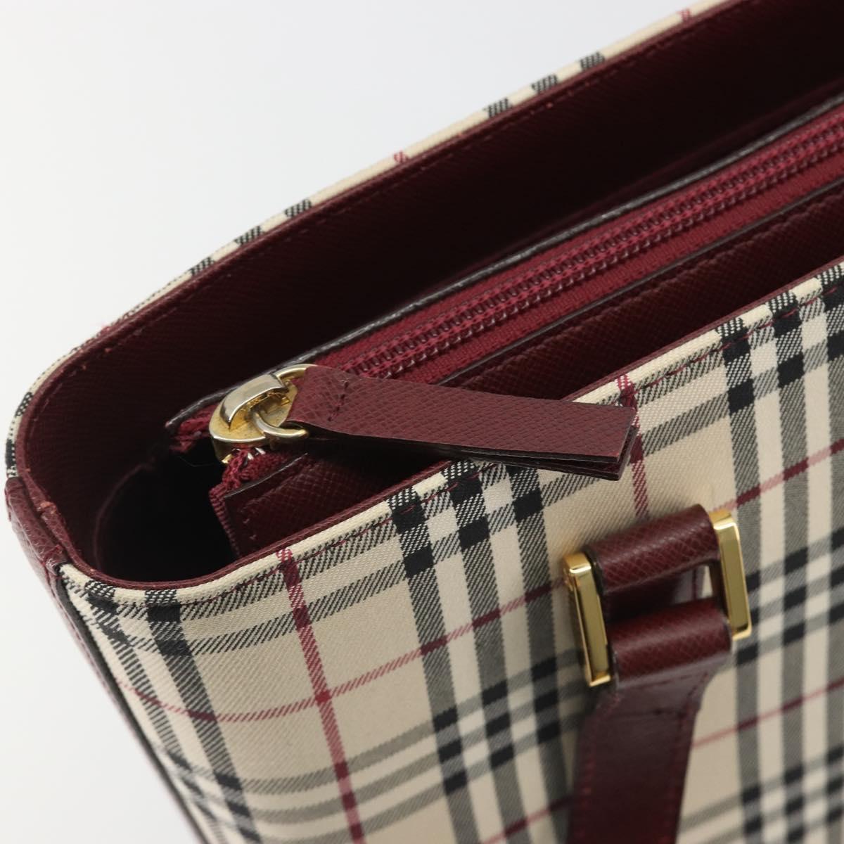 BURBERRY Nova Check Tote Bag Canvas Beige Gold Auth 190293A