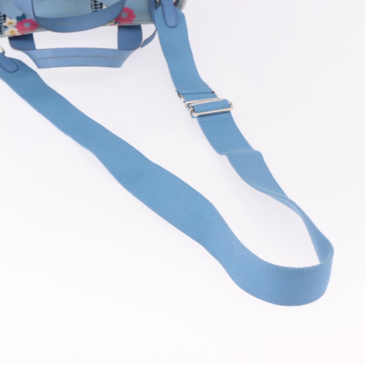 Miu Miu Hand Bag Rattan 2way Light Blue Silver Auth 190294A
