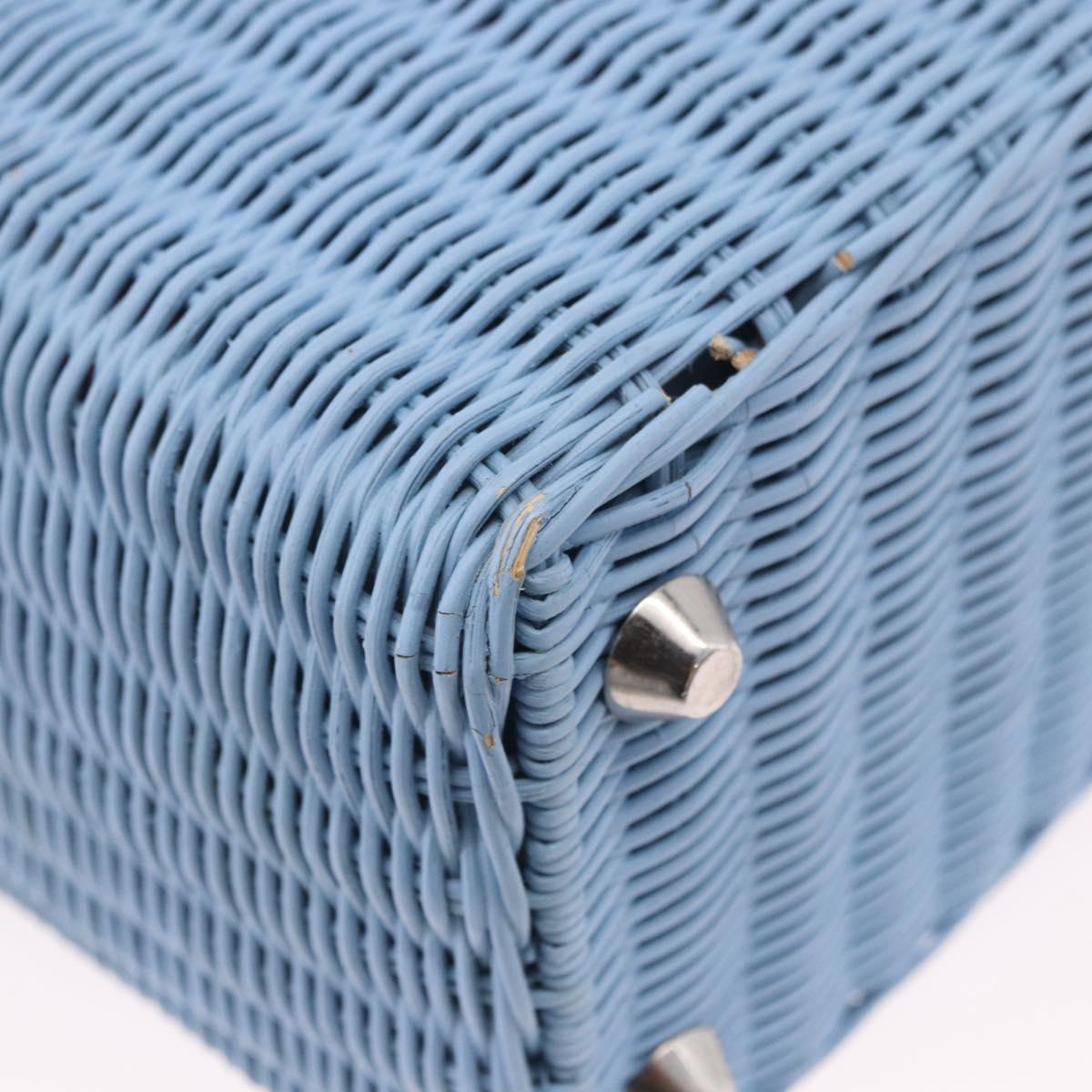 Miu Miu Hand Bag Rattan 2way Light Blue Silver Auth 190294A