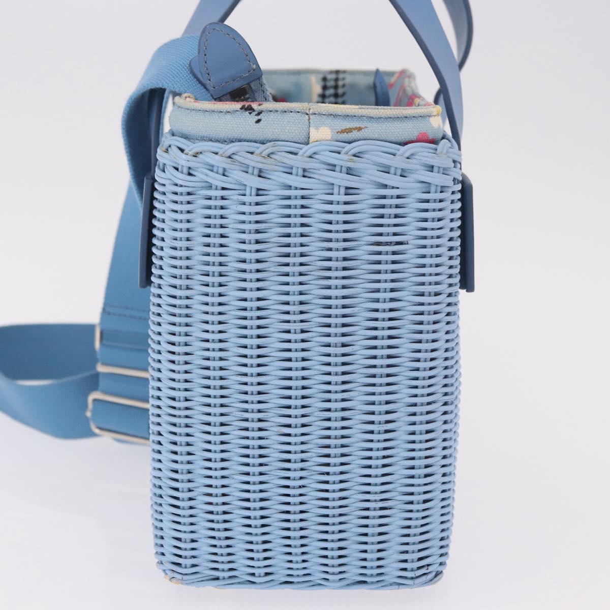 Miu Miu Hand Bag Rattan 2way Light Blue Silver Auth 190294A