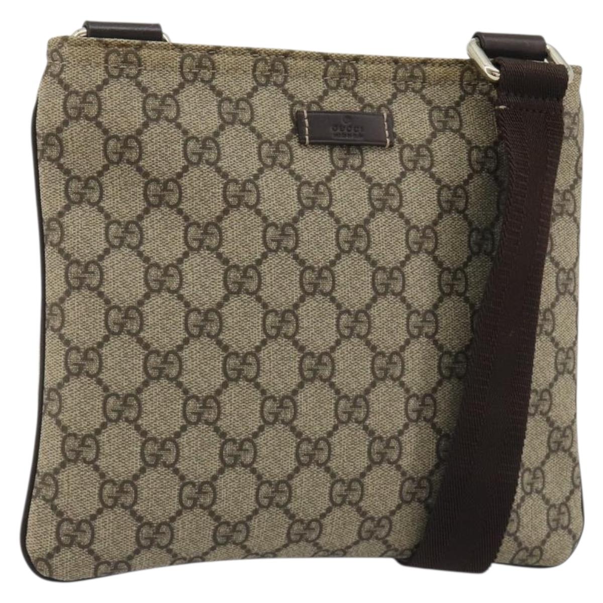 GUCCI GG Supreme Shoulder Bag PVC Beige Gold 201538 Auth 190295A