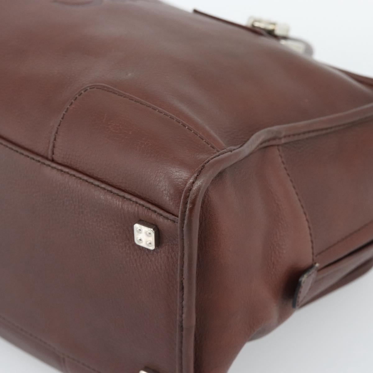 LOEWE Amazona 36 Hand Bag Leather Brown Silver Auth 190296A