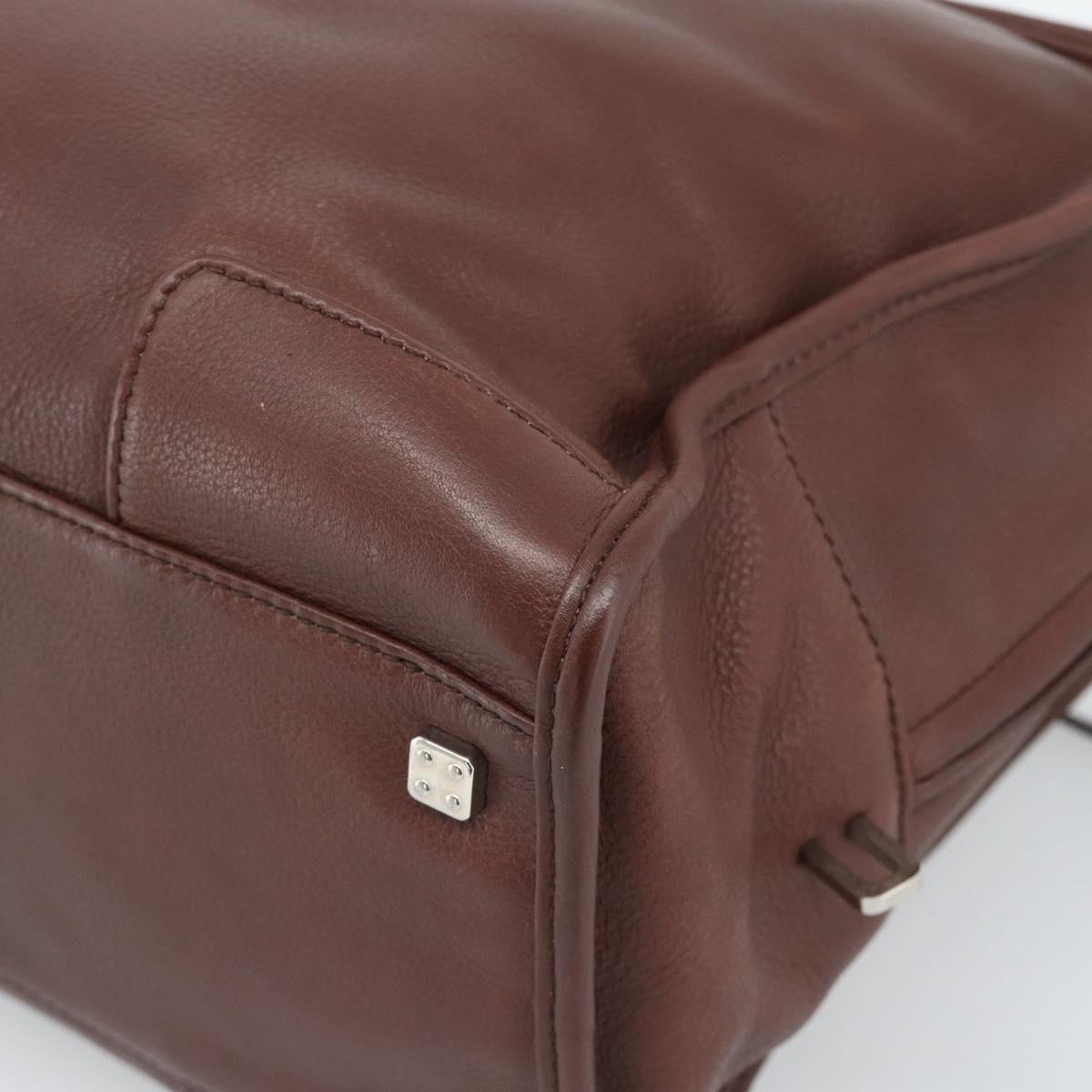 LOEWE Amazona 36 Hand Bag Leather Brown Silver Auth 190296A