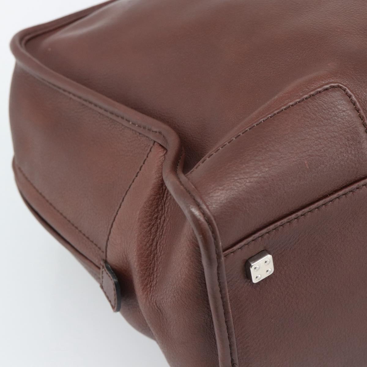 LOEWE Amazona 36 Hand Bag Leather Brown Silver Auth 190296A
