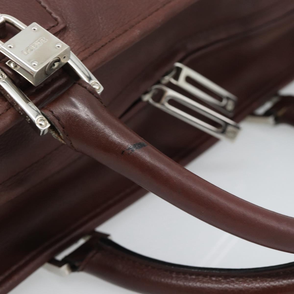 LOEWE Amazona 36 Hand Bag Leather Brown Silver Auth 190296A