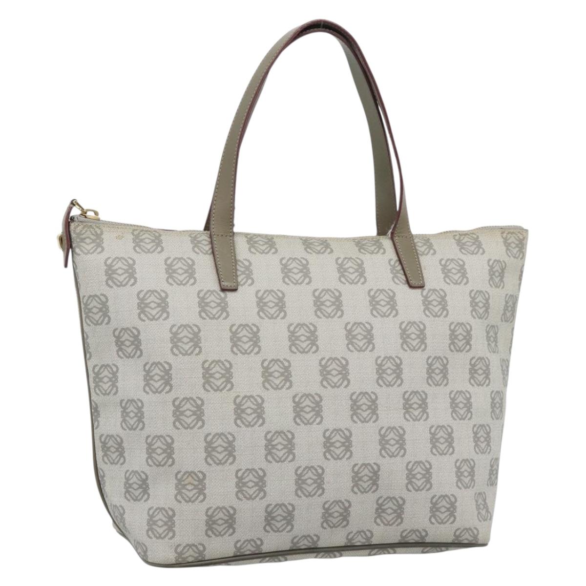 LOEWE Hand Bag PVC Canvas Gray Gold Auth 190297