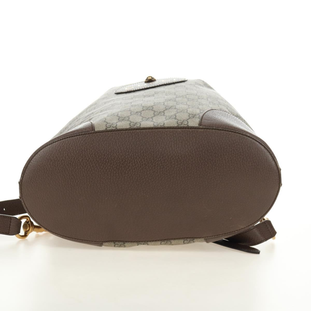 GUCCI GG Supreme Web Sherry Line Backpack PVC Beige Gold 473868 Auth 190298