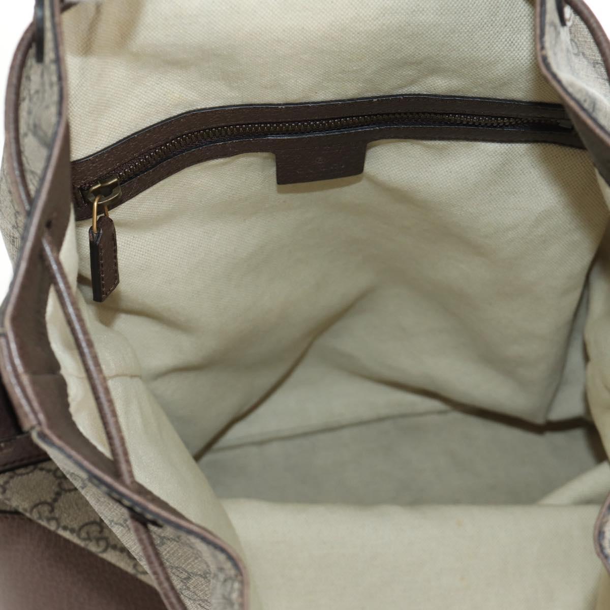 GUCCI GG Supreme Web Sherry Line Backpack PVC Beige Gold 473868 Auth 190298