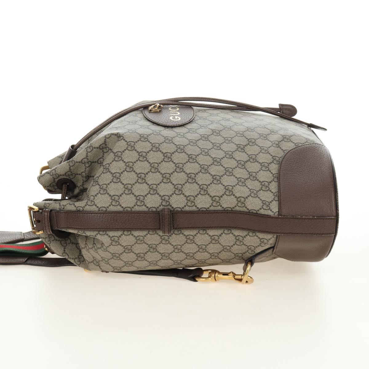GUCCI GG Supreme Web Sherry Line Backpack PVC Beige Gold 473868 Auth 190298