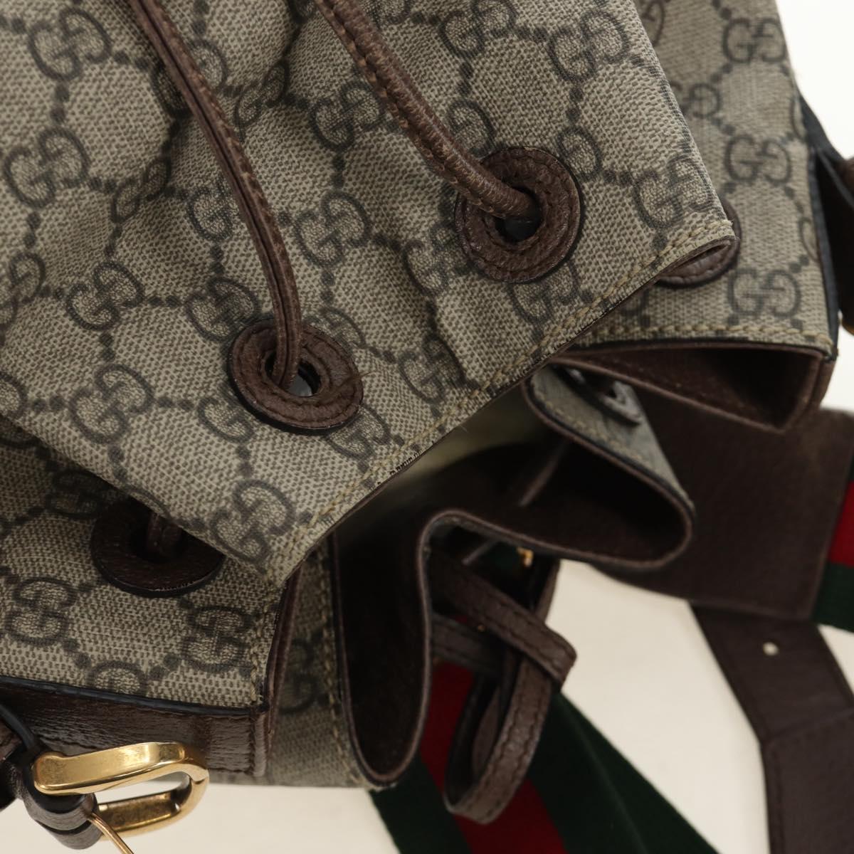 GUCCI GG Supreme Web Sherry Line Backpack PVC Beige Gold 473868 Auth 190298
