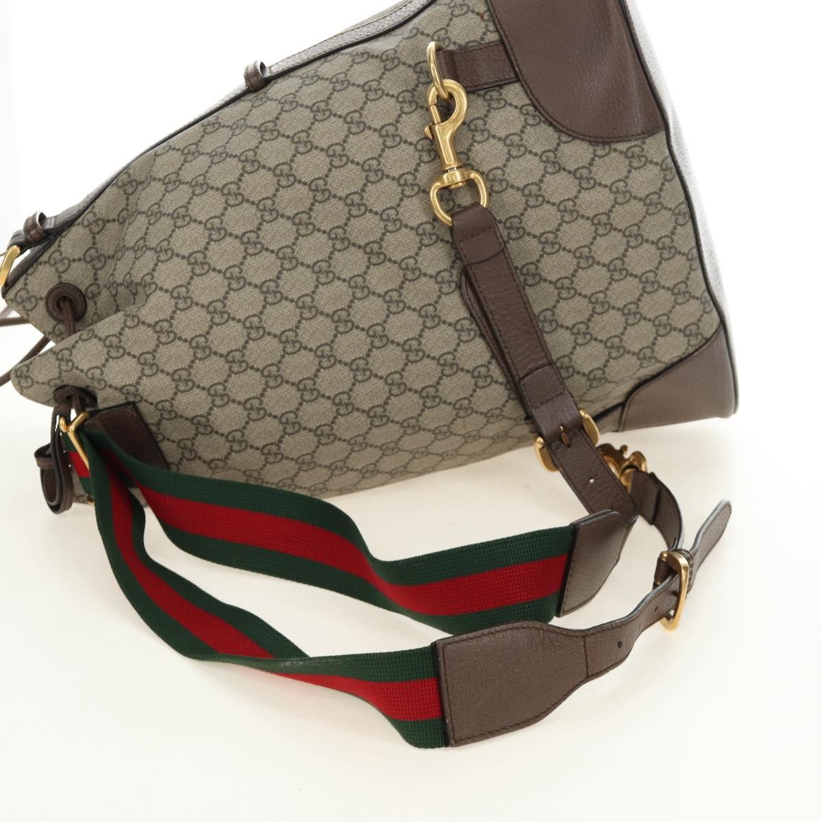 GUCCI GG Supreme Web Sherry Line Backpack PVC Beige Gold 473868 Auth 190298