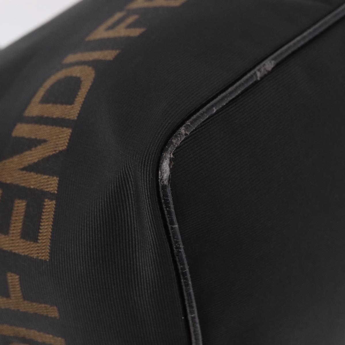 FENDI Shoulder Bag Canvas Black Gold Auth 190300