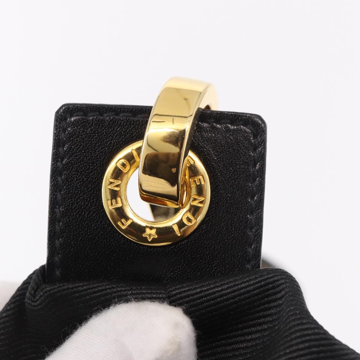 FENDI Shoulder Bag Canvas Black Gold Auth 190300