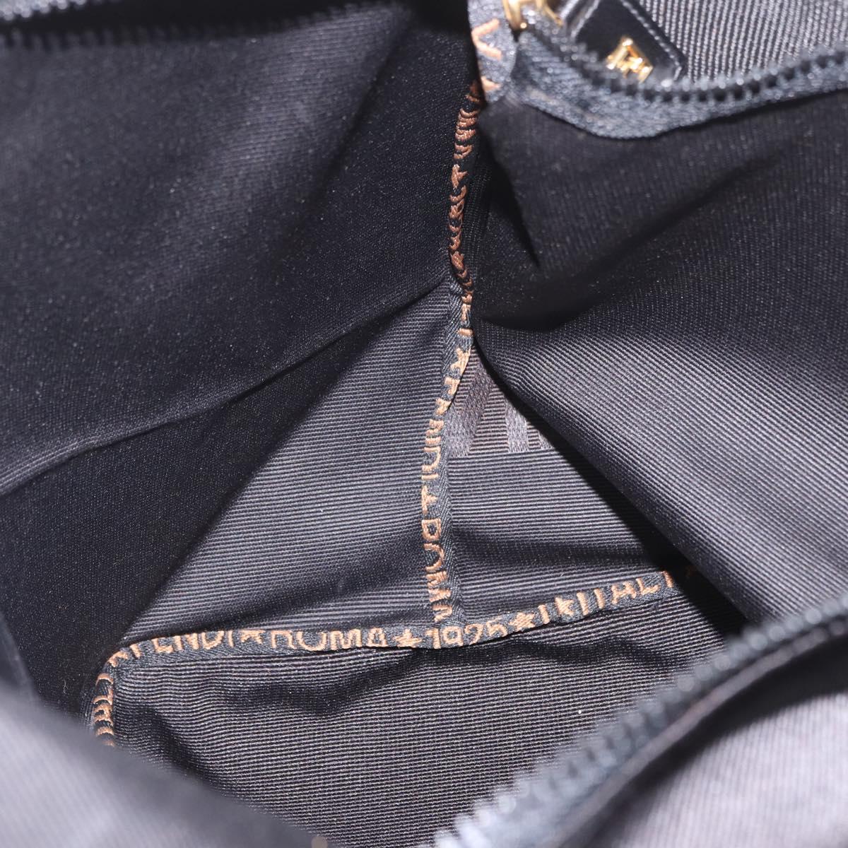 FENDI Shoulder Bag Canvas Black Gold Auth 190300