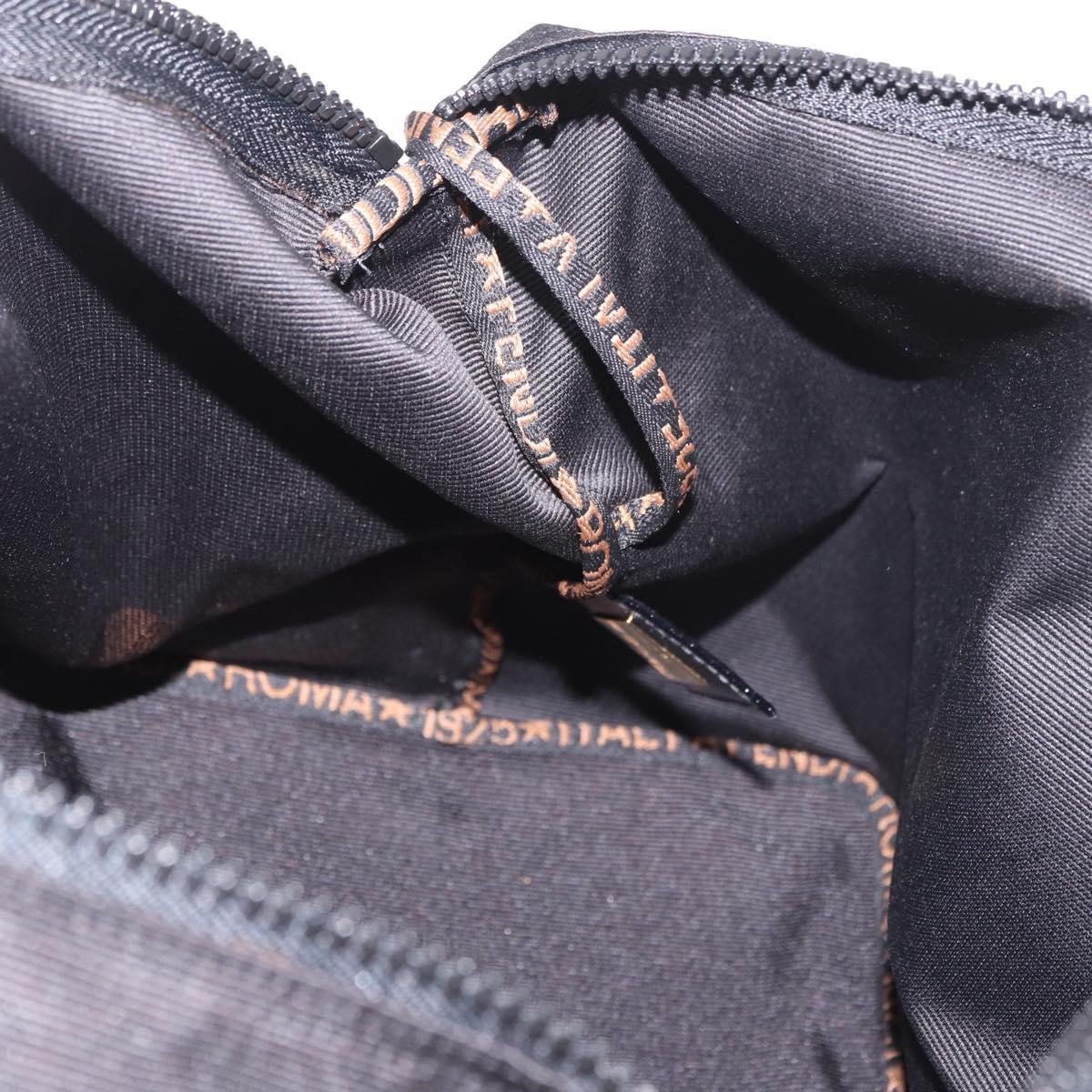 FENDI Shoulder Bag Canvas Black Gold Auth 190300