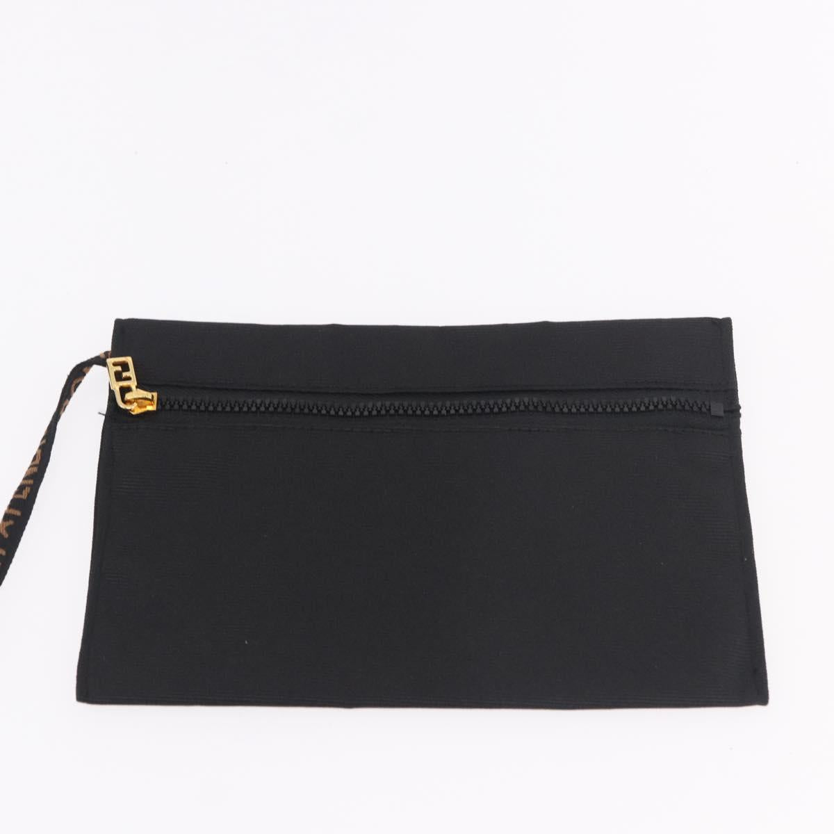 FENDI Shoulder Bag Canvas Black Gold Auth 190300