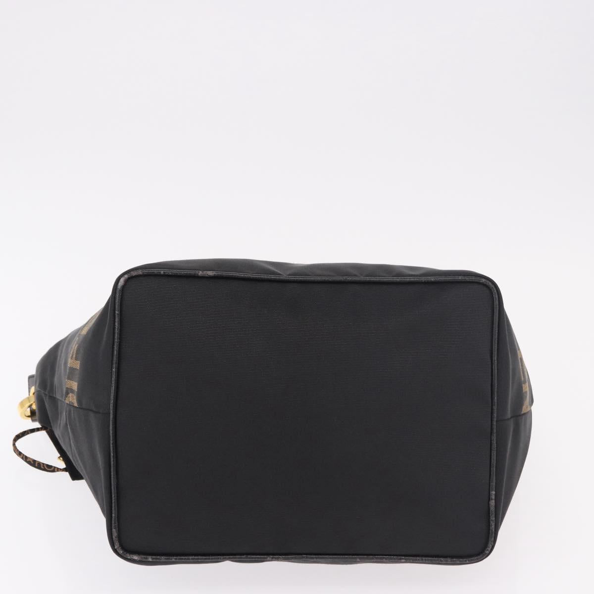 FENDI Shoulder Bag Canvas Black Gold Auth 190300