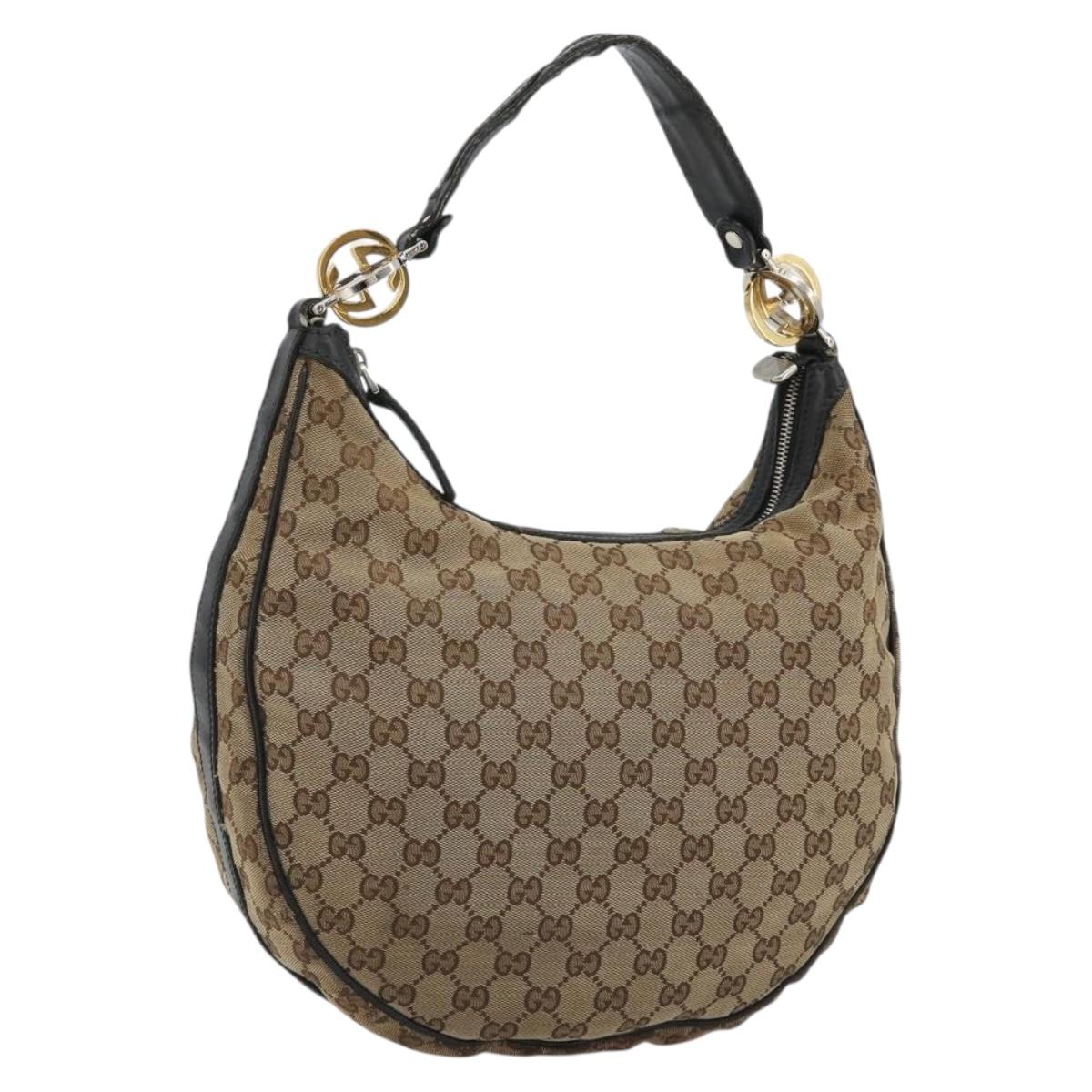 GUCCI GG Canvas GG Twins Shoulder Bag Beige Gold Silver 232962 Auth 190301