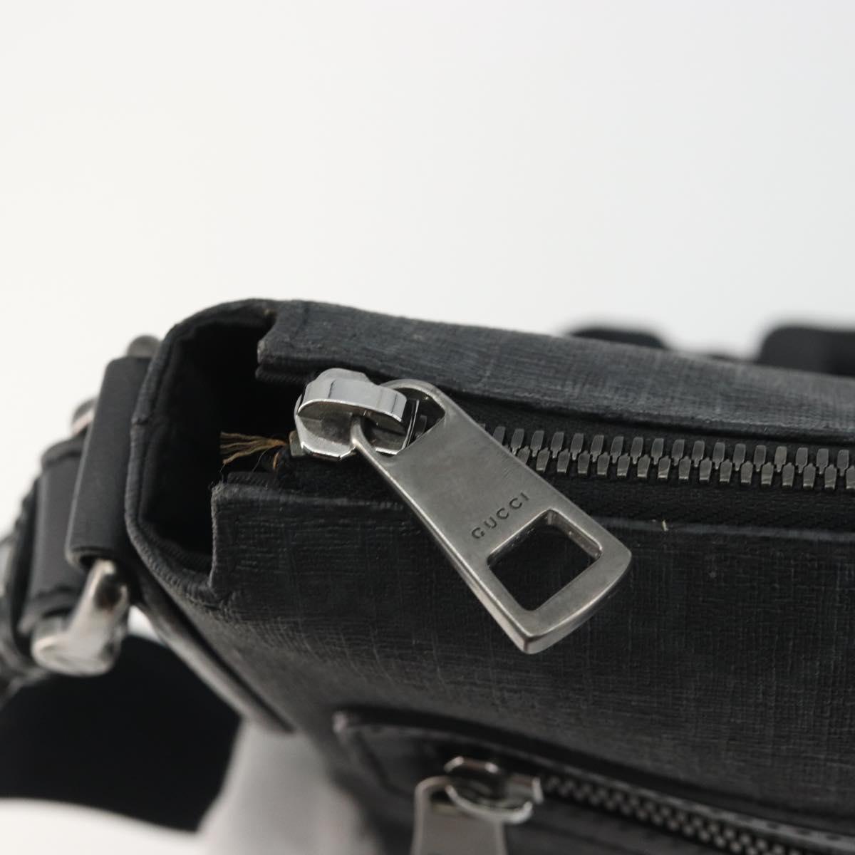 GUCCI GG Supreme Shoulder Bag PVC Black Silver 322279 Auth 190302