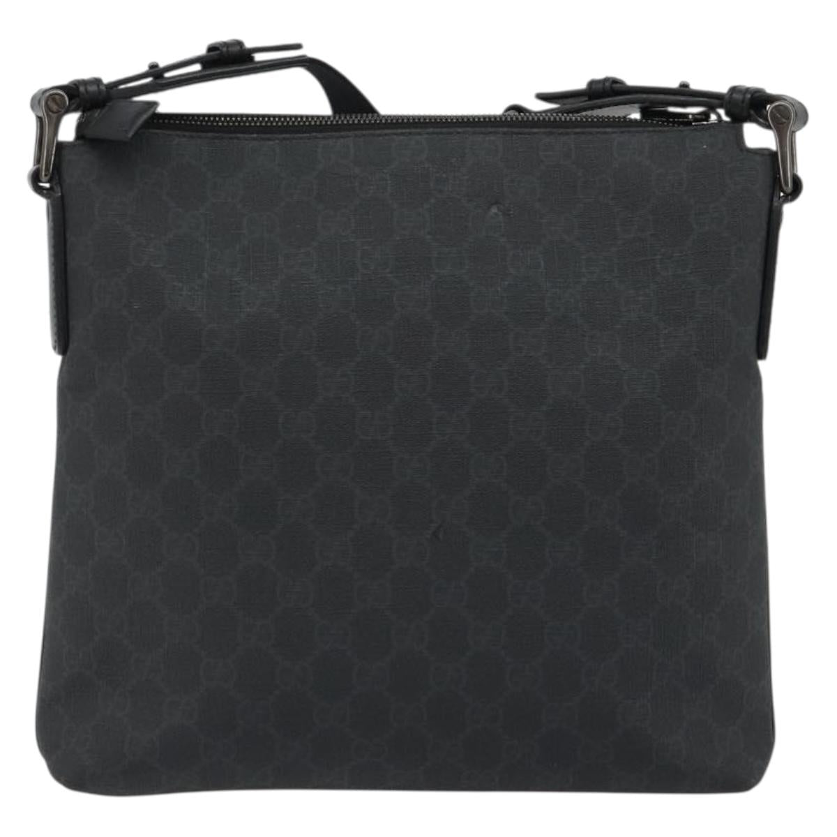GUCCI GG Supreme Shoulder Bag PVC Black Silver 322279 Auth 190302