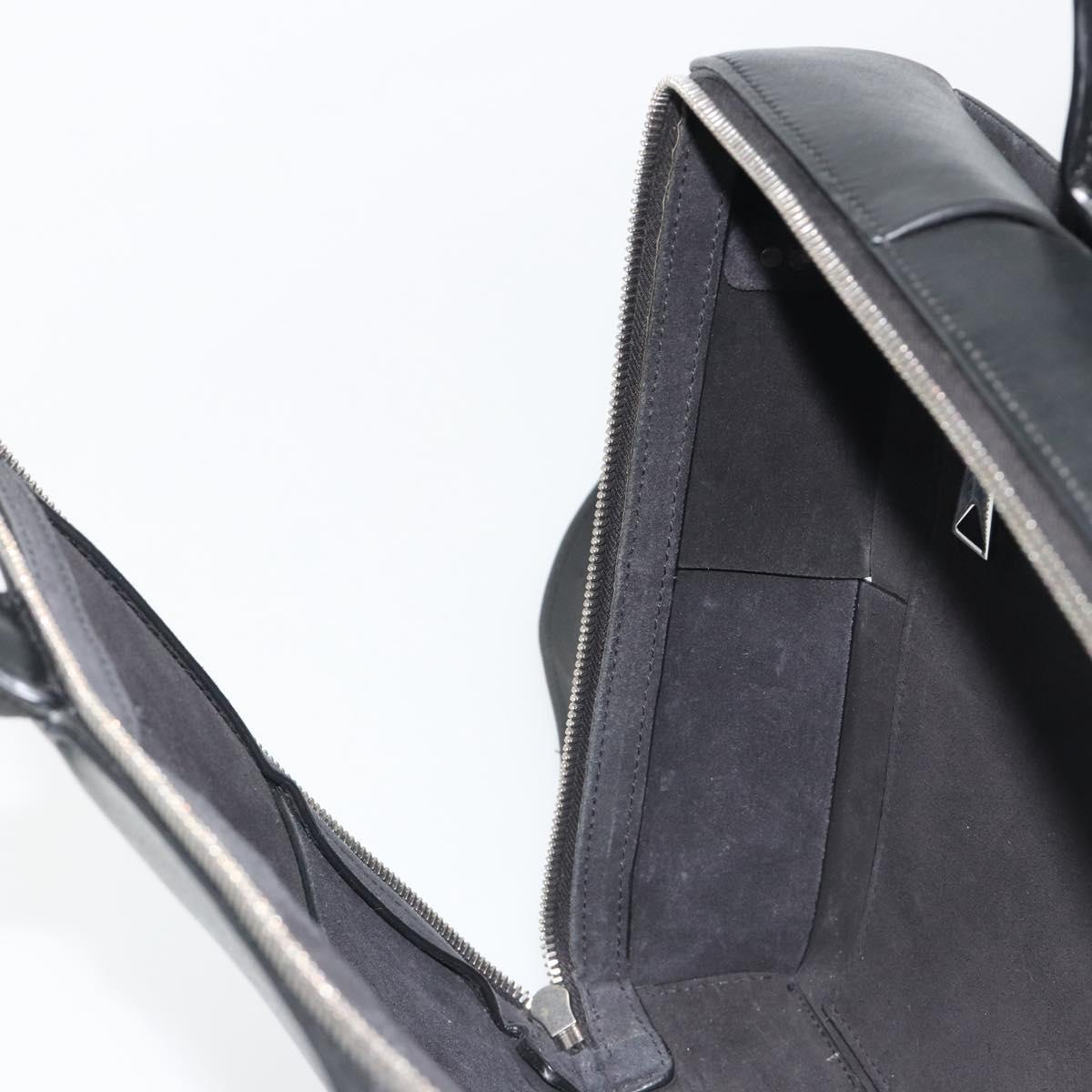 BOTTEGA VENETA Maxi INTRECCIATO Bag Leather 2way Black Silver Auth 190305