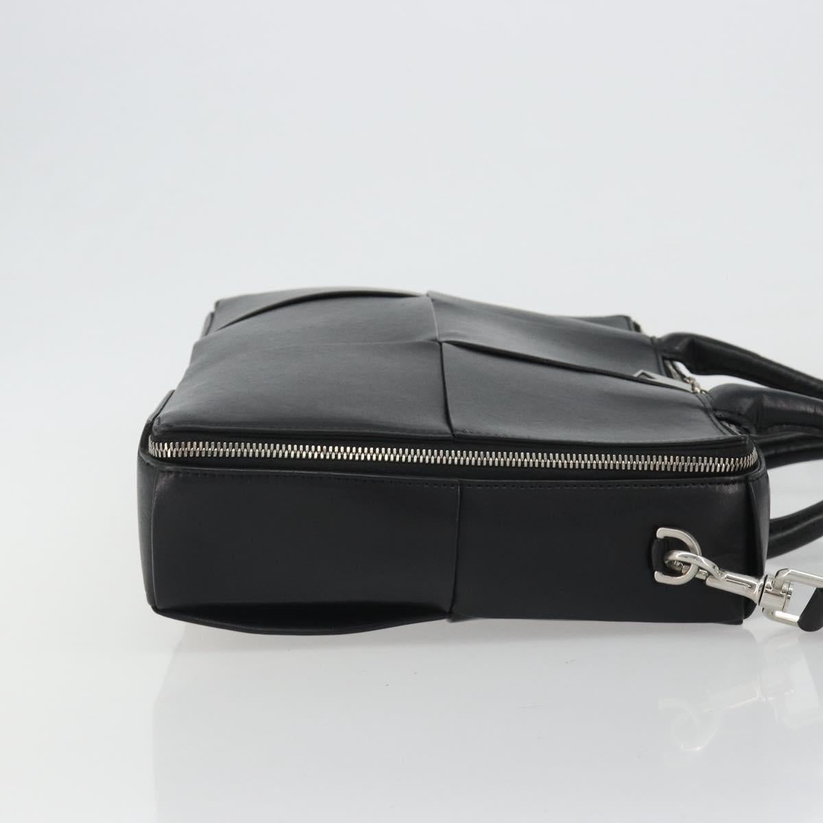 BOTTEGA VENETA Maxi INTRECCIATO Bag Leather 2way Black Silver Auth 190305