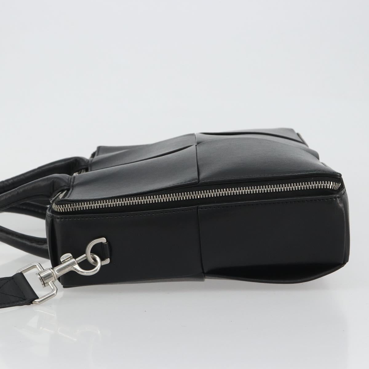 BOTTEGA VENETA Maxi INTRECCIATO Bag Leather 2way Black Silver Auth 190305