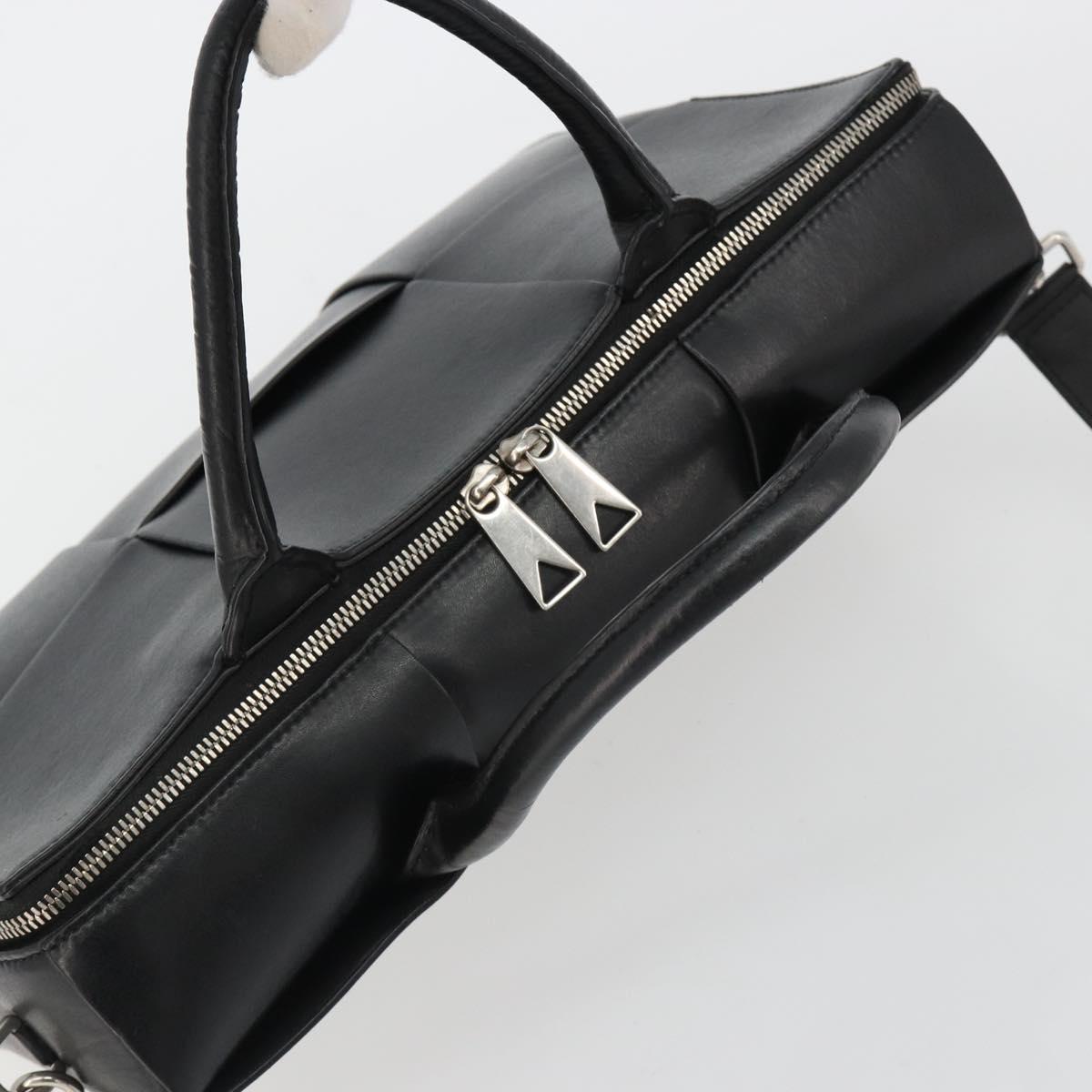 BOTTEGA VENETA Maxi INTRECCIATO Bag Leather 2way Black Silver Auth 190305