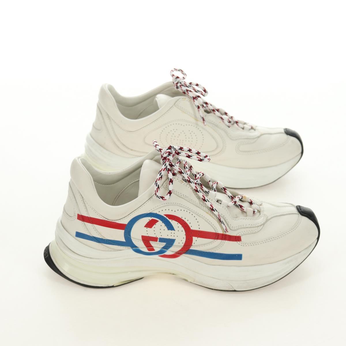 GUCCI Gucci Run Sneakers Leather White Auth 190306M