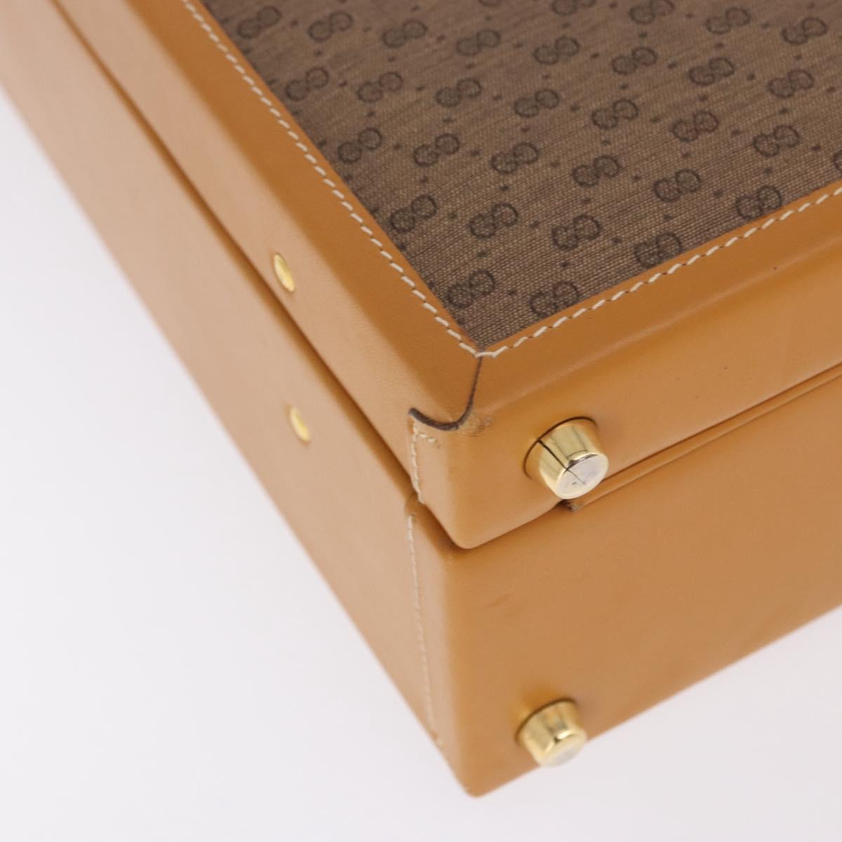 GUCCI Micro GG Supreme Attache Case Hand Bag PVC Beige Gold Auth 190309