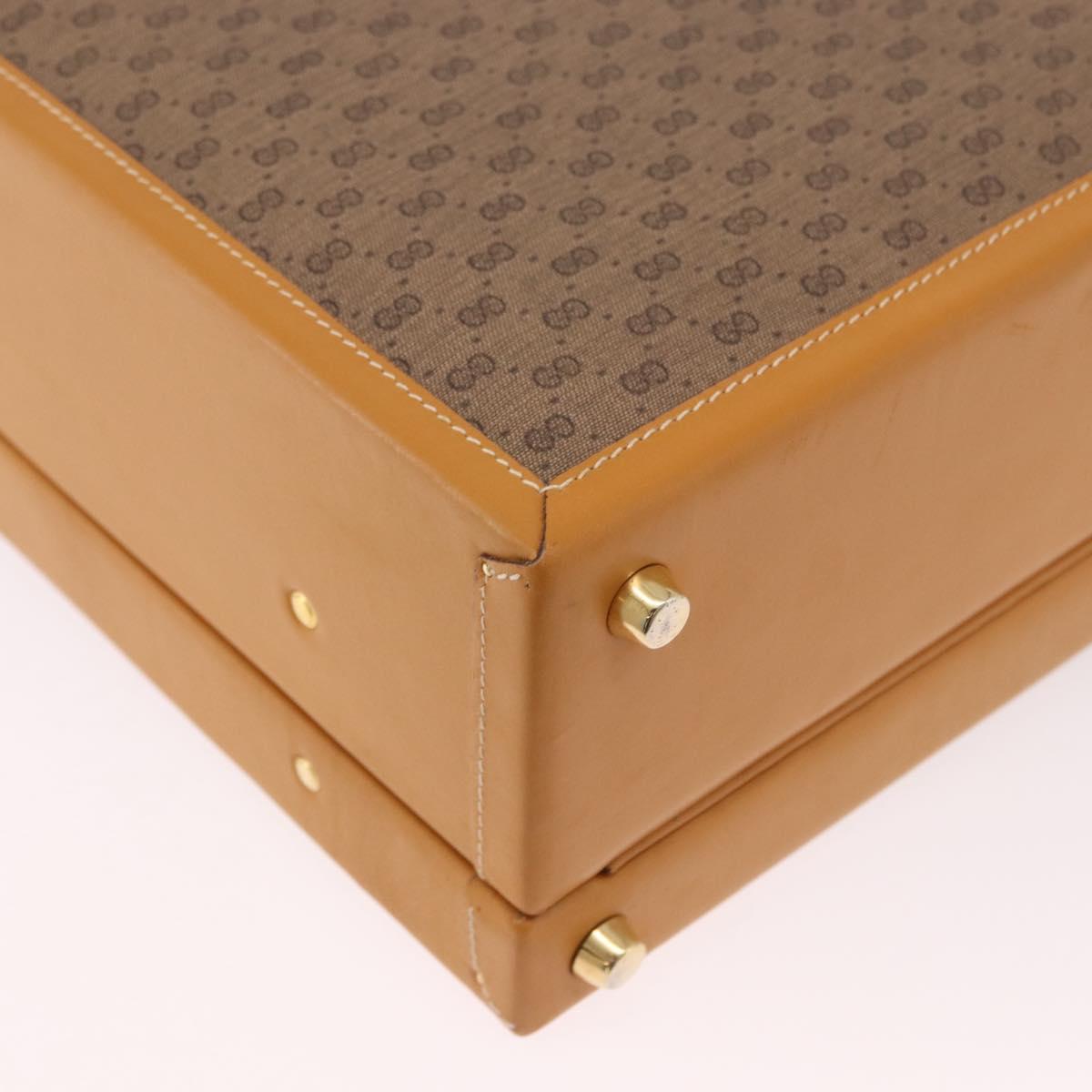 GUCCI Micro GG Supreme Attache Case Hand Bag PVC Beige Gold Auth 190309