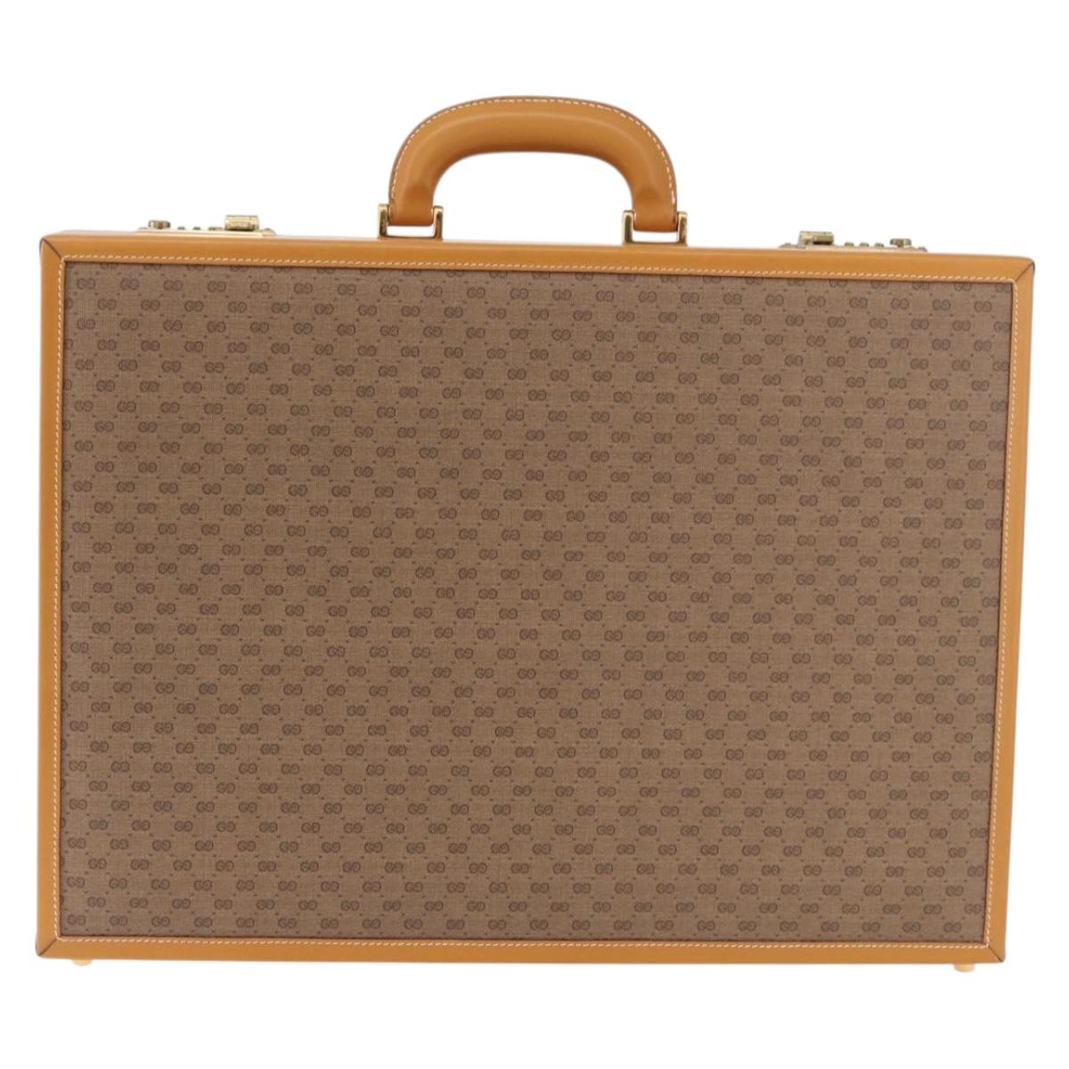 GUCCI Micro GG Supreme Attache Case Hand Bag PVC Beige Gold Auth 190309