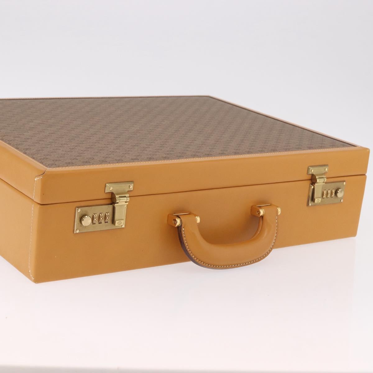 GUCCI Micro GG Supreme Attache Case Hand Bag PVC Beige Gold Auth 190309