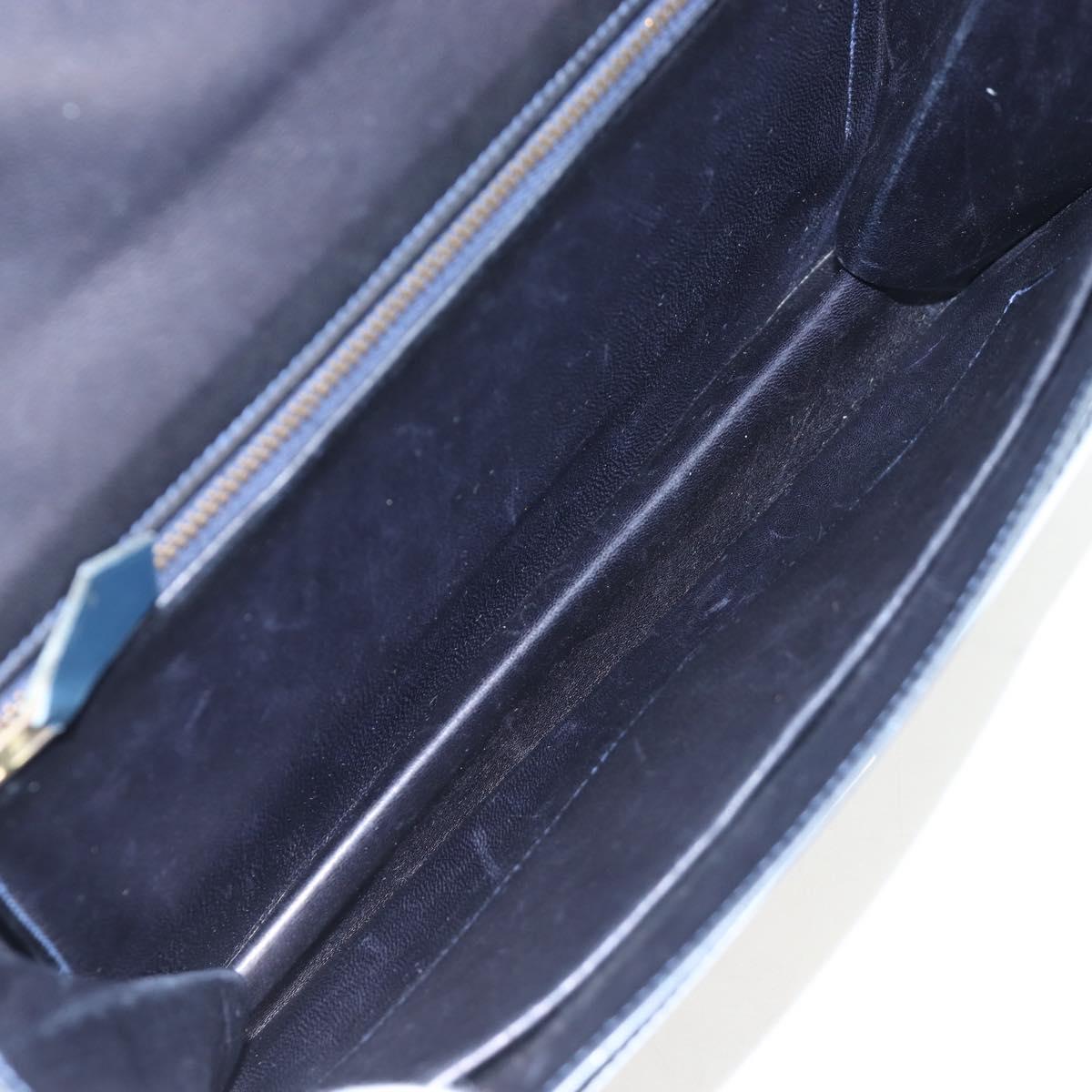 HERMES Sandrine Shoulder Bag Leather Navy Gold Auth 190310M