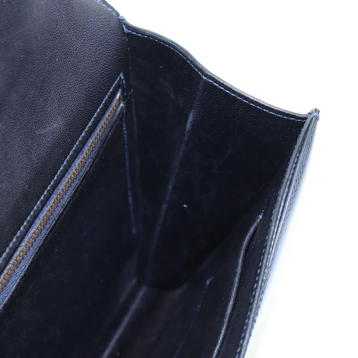HERMES Sandrine Shoulder Bag Leather Navy Gold Auth 190310M