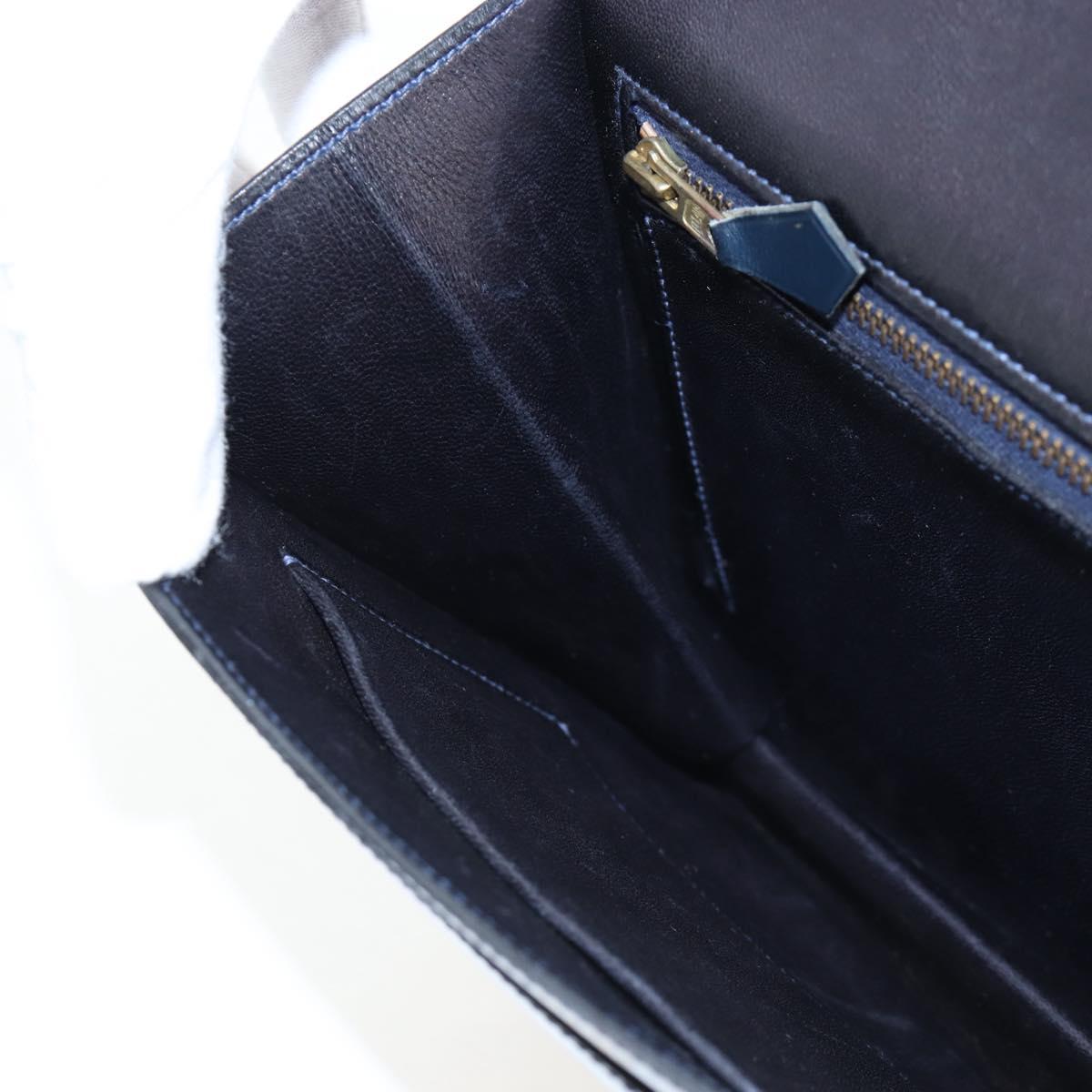 HERMES Sandrine Shoulder Bag Leather Navy Gold Auth 190310M