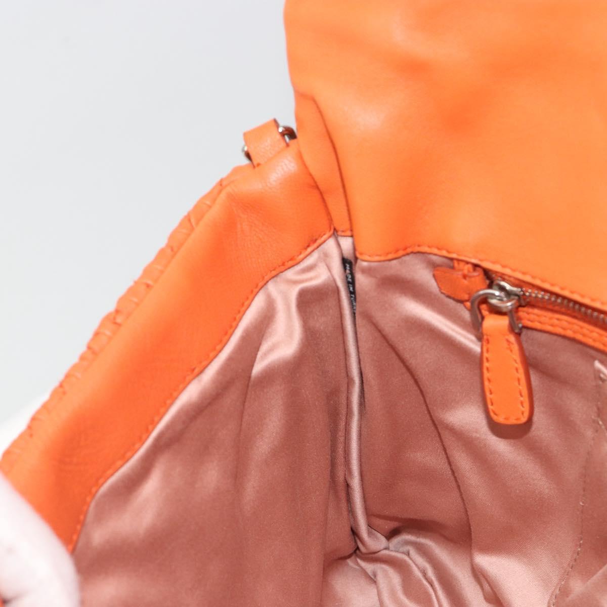 Miu Miu Matelasse Shoulder Bag Leather Orange Silver Auth 190312M
