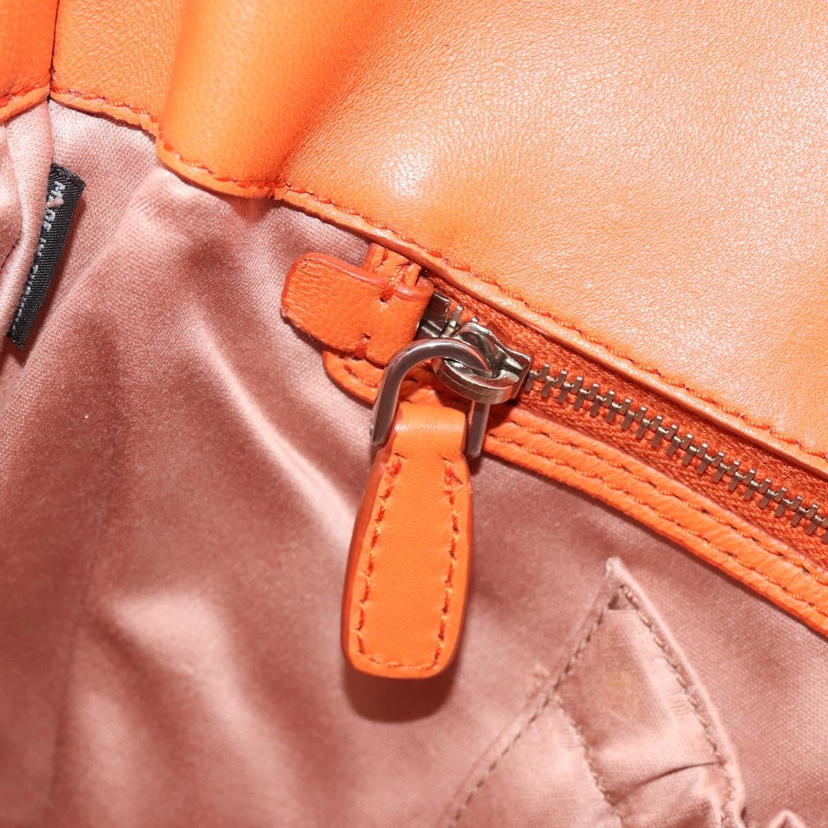 Miu Miu Matelasse Shoulder Bag Leather Orange Silver Auth 190312M