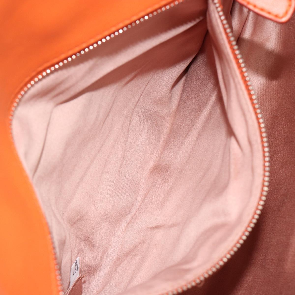 Miu Miu Matelasse Shoulder Bag Leather Orange Silver Auth 190312M