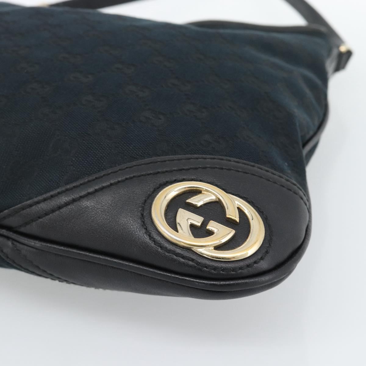 GUCCI GG Canvas Shoulder Bag Black Gold 169947 Auth 190317A