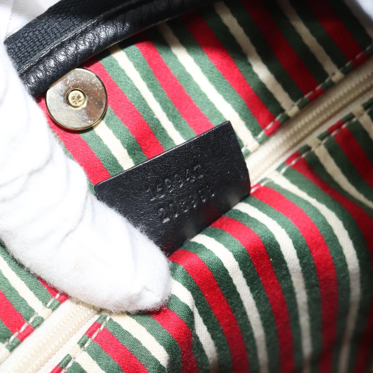 GUCCI GG Canvas Shoulder Bag Black Gold 169947 Auth 190317A