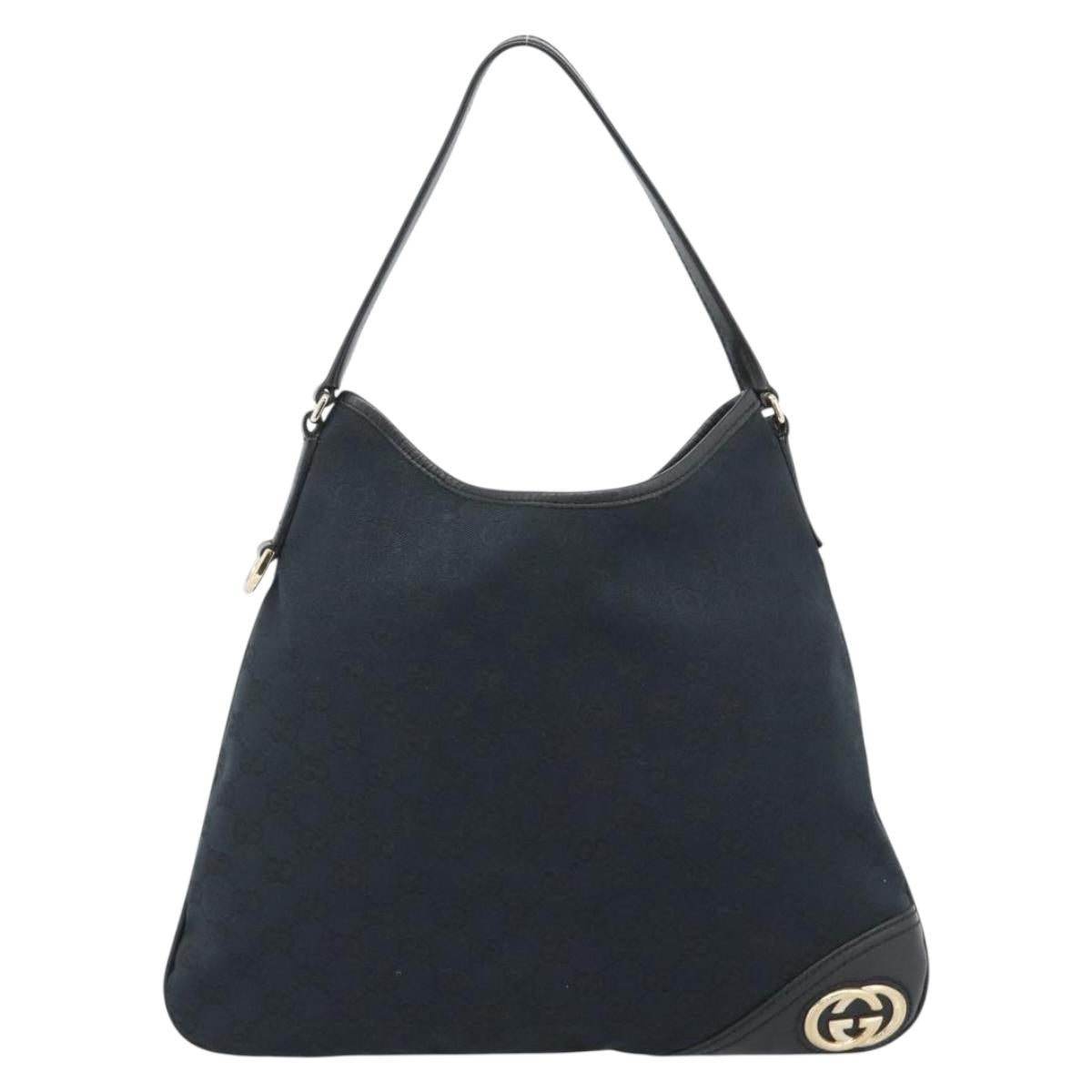 GUCCI GG Canvas Shoulder Bag Black Gold 169947 Auth 190317A