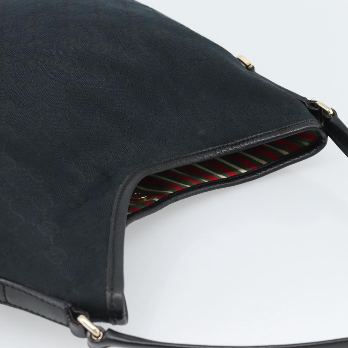 GUCCI GG Canvas Shoulder Bag Black Gold 169947 Auth 190317A