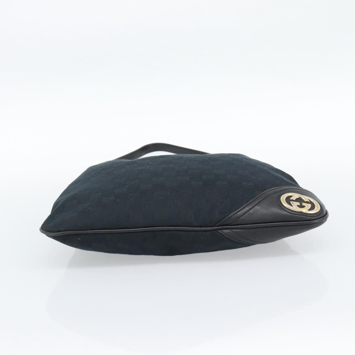 GUCCI GG Canvas Shoulder Bag Black Gold 169947 Auth 190317A