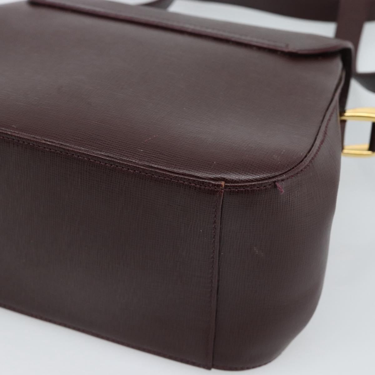 GUCCI Shoulder Bag Leather Bordeaux Gold Auth 190318