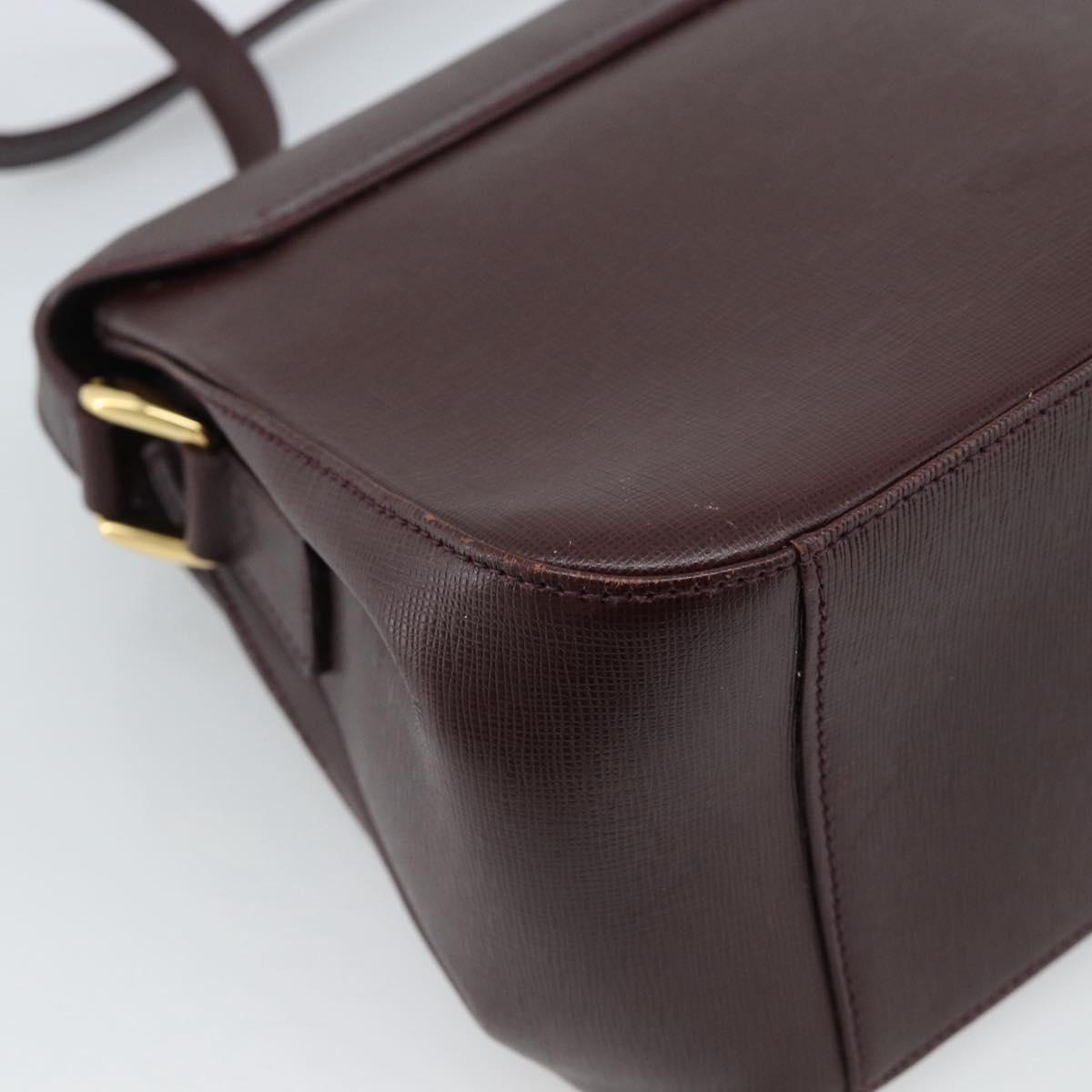 GUCCI Shoulder Bag Leather Bordeaux Gold Auth 190318