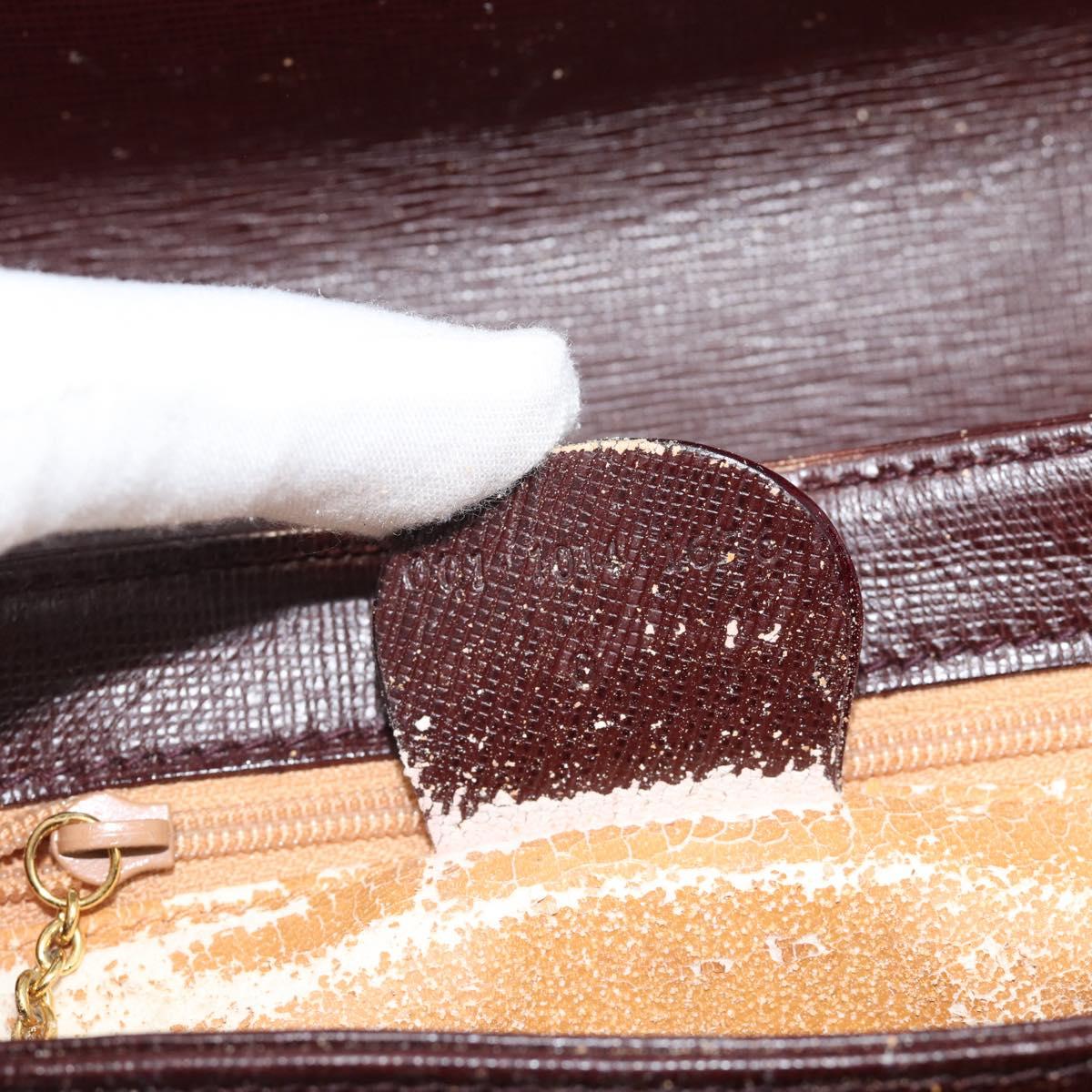 GUCCI Shoulder Bag Leather Bordeaux Gold Auth 190318